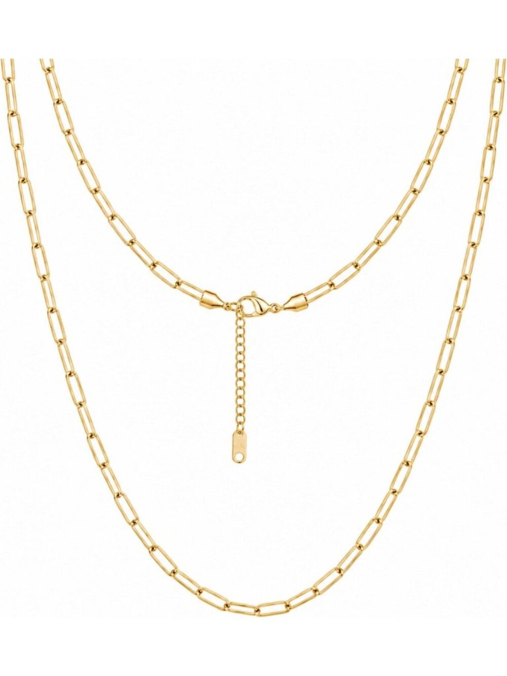 Chic 14K Gold Plated Paperclip Chain Necklace for Women - Durable Stainless